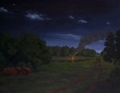 Bonfire, Night Series, Original Landscape painting by Paul Keysar