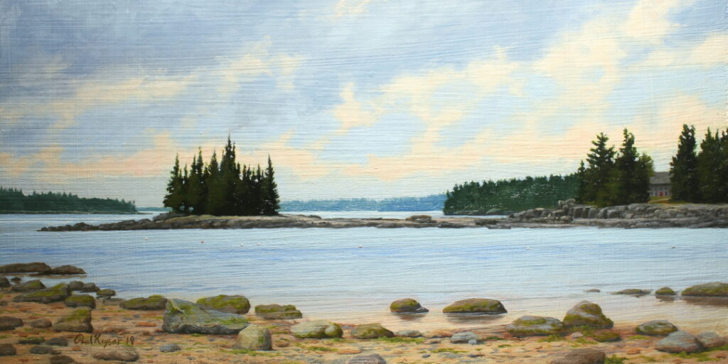 Crowninshield Point is an oil painting of Maine by the artist Paul Keysar depicting a view from Mount Desert Island.