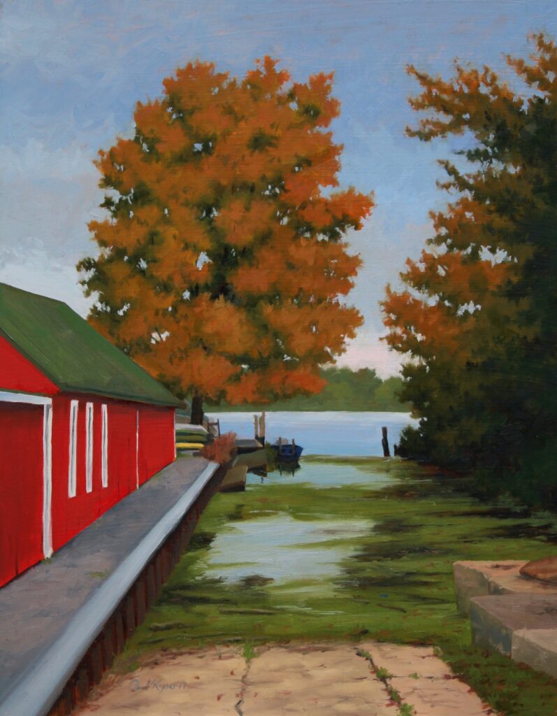 No Swimming, Private Boat Launch is a plein air oil painting by the artist Paul Keysar of Charlotte, NC