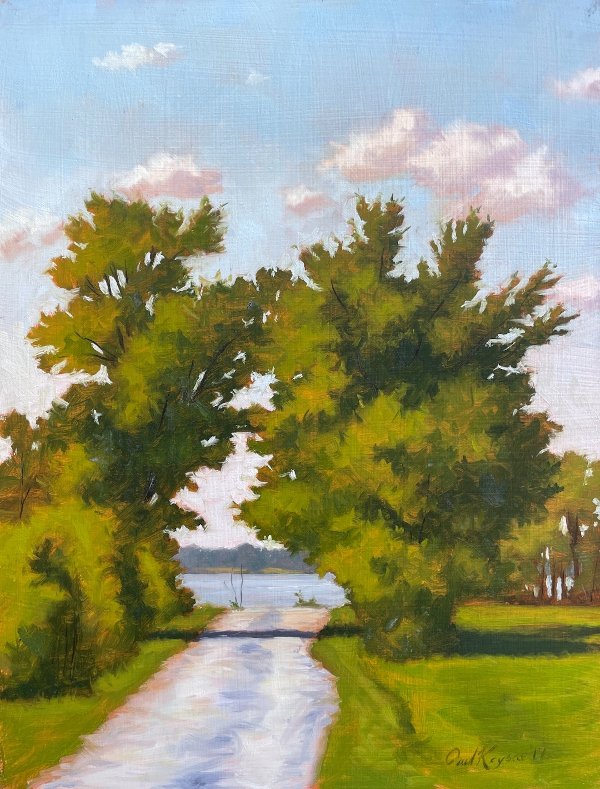 View from Bogle's Wharf is a plein air oil painting by the artist Paul Keysar of Charlotte, NC